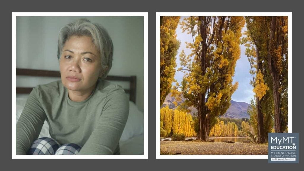 Woman not sleeping and autumn trees